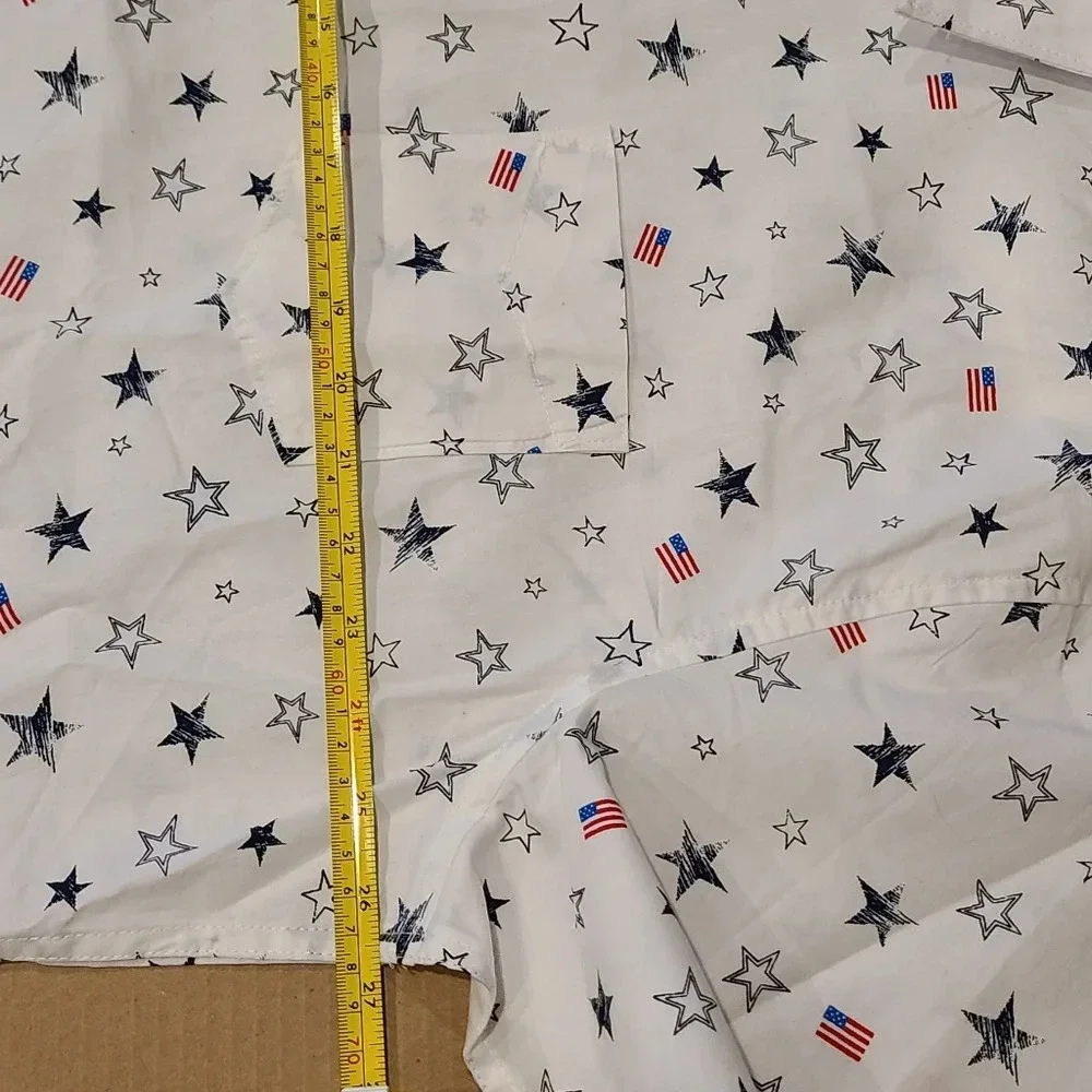 NWOT Haggar mens shirts sz.XXL short sleeve Cotton blue red white  stars & flag